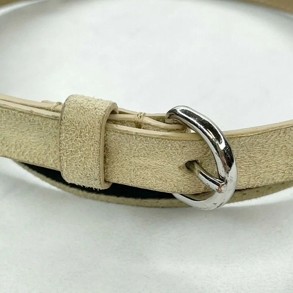 Ann Taylor LOFT Skinny Faux Suede Belt Silver Buckle Medium (M) ✨